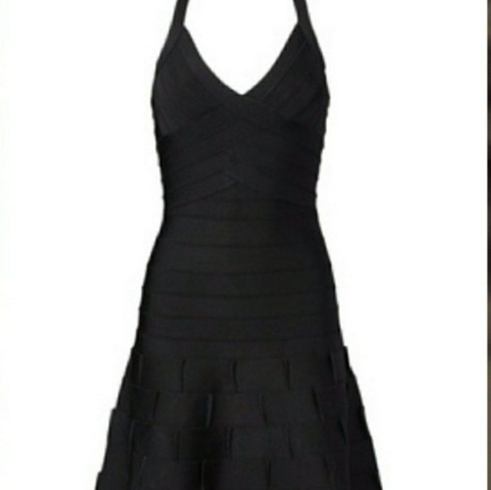 Herve Leger Margaret Black A Line Bandage Dress